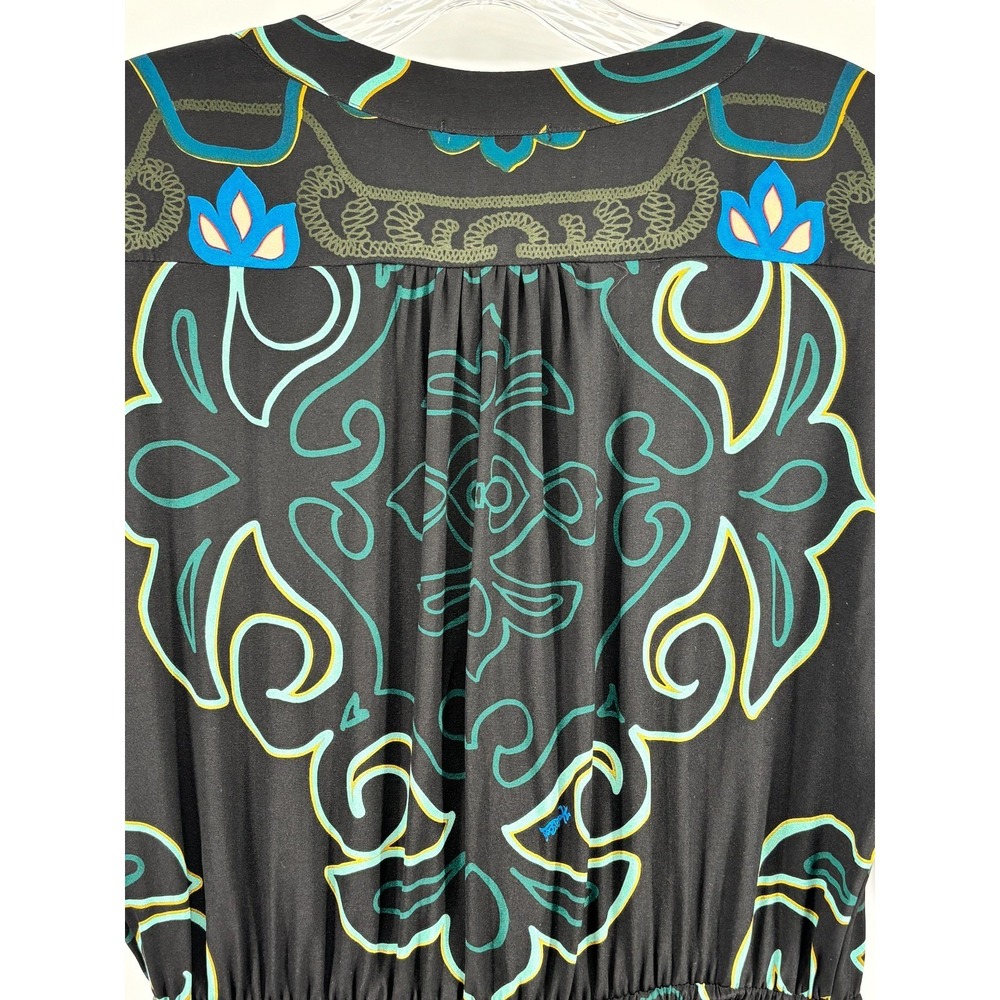 Hale Bob Black Abstract Button Up Silk Dress Sz S Quiet Luxury Coastal Chic - Picture 7 of 10